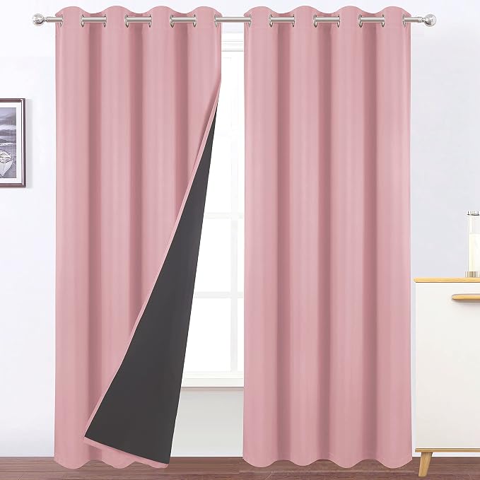100% Blackout Pink Curtains by Lemomo