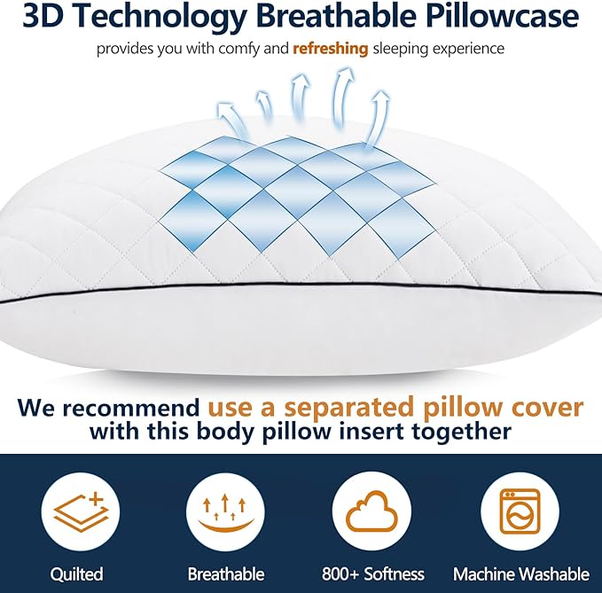 1 MIDDLE ONE Body Pillow, Memory Foam Body Pillows - Image 4