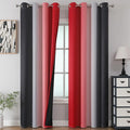 Red and Black Ombre Blackout Bedroom Curtains 102 Inches | Room Darkening by ESTELARTEXTILER