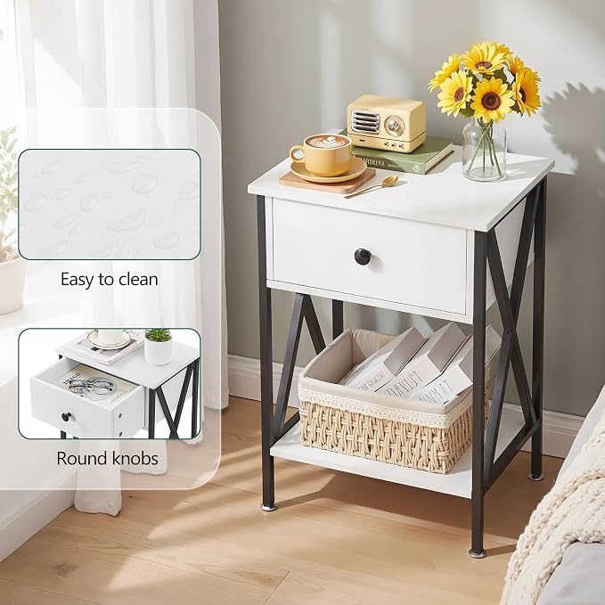 VECELO Nightstands Set of 2, Modern Bedside End Tables, Night Stands - Image 7