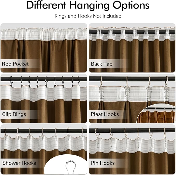 MIULEE Fall Golden Brown Velvet Blackout Curtains Pinch Pleat 52" Wx84 L | 2 - Image 3