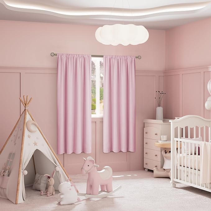 BGment Pink Blackout Curtains for Girls Room 72 Inch Length 2 Panels | Kids - Image 2
