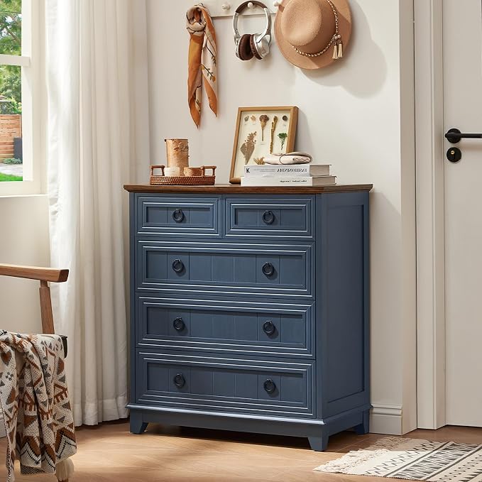 Joaxswe Farmhouse 5 Drawer Dresser - Image 5