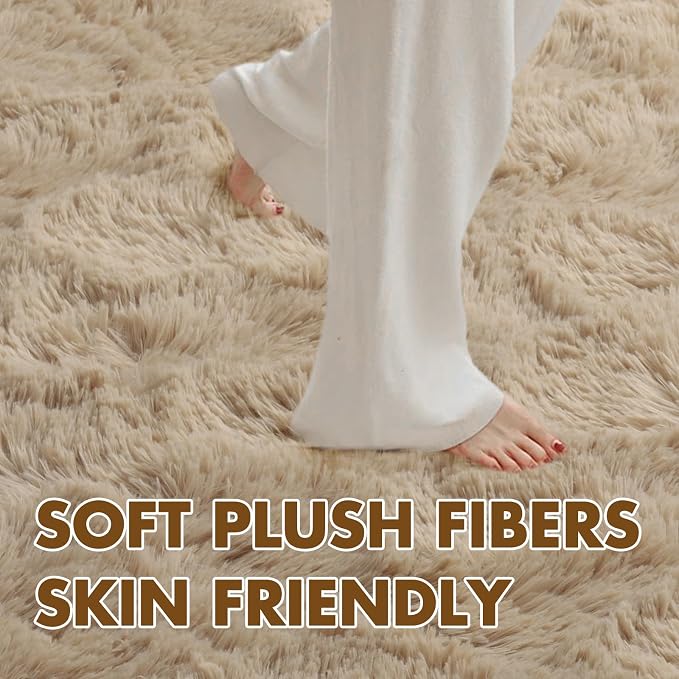 9x12 Ft Extra Large Shag Beige Rugs - Image 4