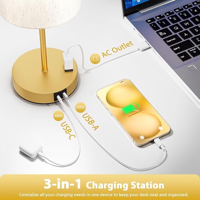 17.6" Gold Touch Lamps for Bedroom Set of 2 - Image 5