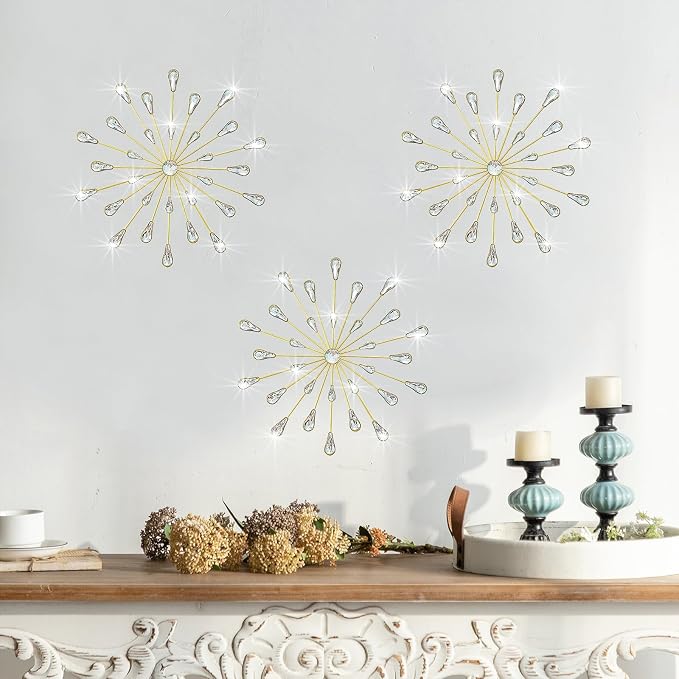 ZEXUIRU 3 Set Gold Starburst Wall Art - Image 3