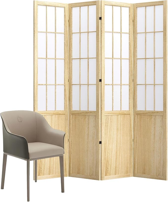 Room Divider, 66.9Inch Tall Japanese Shoji Style Folding Wood Screen by Svimi