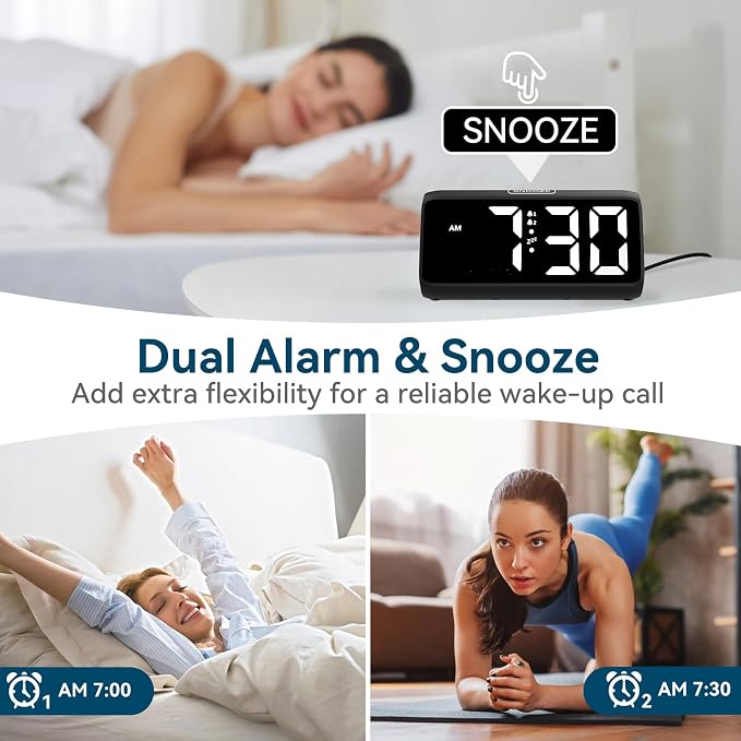 Digital Alarm Clocks for Bedrooms, Loud Alarm Clock - Image 4