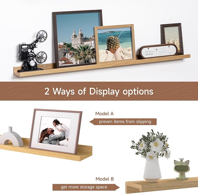 Fun Memories Picture Ledge Shelf, 40 Inch Floating Shelves Set of 2, Large - Image 6