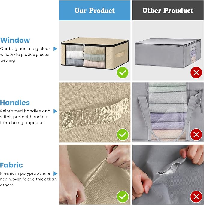 HomeHacks 6-Pack Clothes Organizer Storage Bags, 35L Storage Bins, Reinforced - Image 5