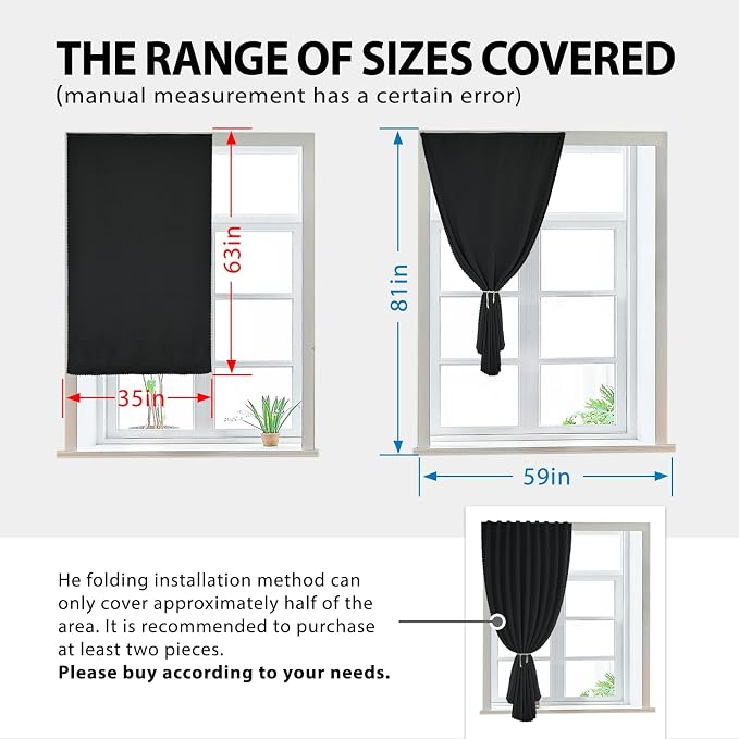 Autohesion Curtains for Windows, Bedroom Blackout Curtains for - Image 3