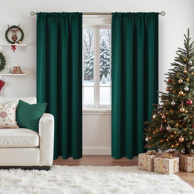 BGment Emerald Green Blackout Curtains 90 Inch Length - Image 2