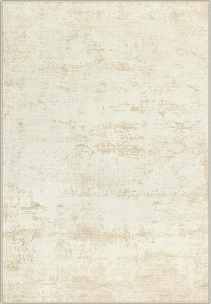 Area Rug Living Room: 6x6 Modern Washable Indoor Soft Carpet Beige | by FXRHLP
