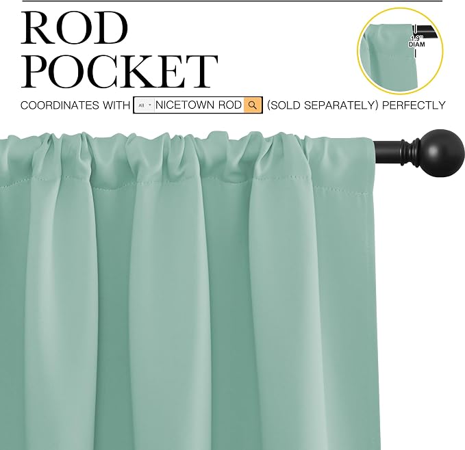NICETOWN 2 Panels Blackout Curtains, Rod Pocket Thermal Insulated Drapess - Image 2