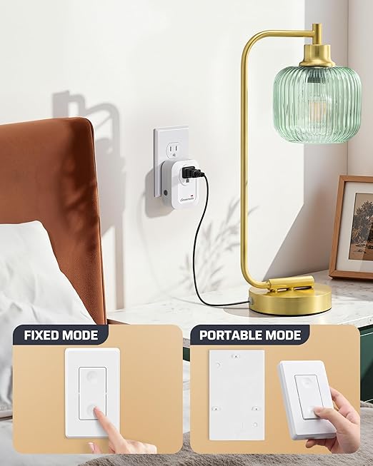DEWENWILS Remote Control Outlet Wireless Wall Mounted Light Switch, Electrical Plug in On Off Power Switch for Lamps, Fans, Household Appliance, No Wiring, 100 Feet RF Range, Programmable