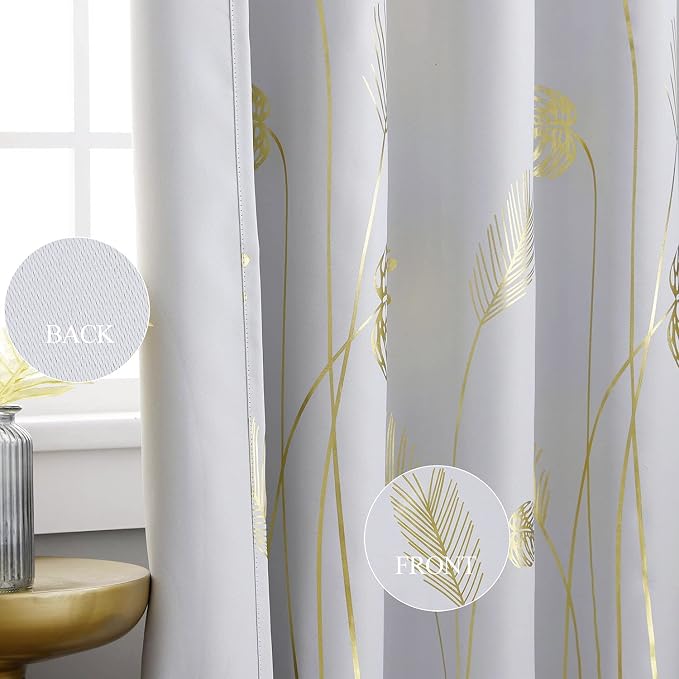 Greyish White Curtain for Dining Room 100W x 96L Inch Long Elegant Natural Palm - Image 5
