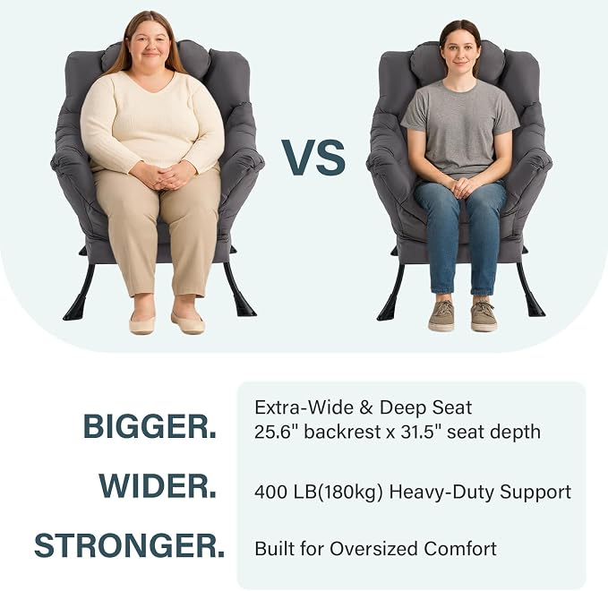 Furlide Lazy Chair with Ottoman, Modern Lounge Chair with Lumbar Pillow - Image 8