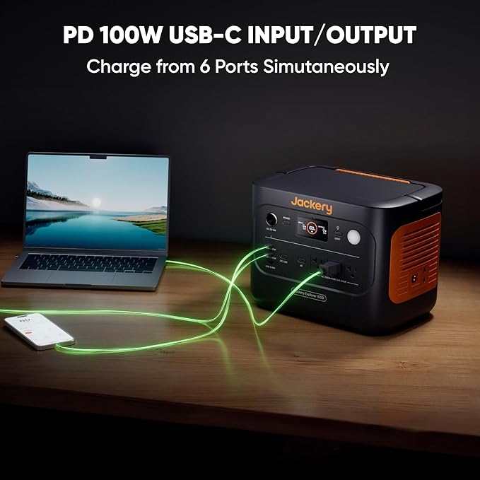 Jackery Solar Generator 1000 v2 with 200W Solar Panel,1070Wh Portable Power Station LiFePO4 Battery,1500W AC/100W USB-C Output,for Outdoor,Off-Grid Living,RV,Emergency (AC Cable Included)