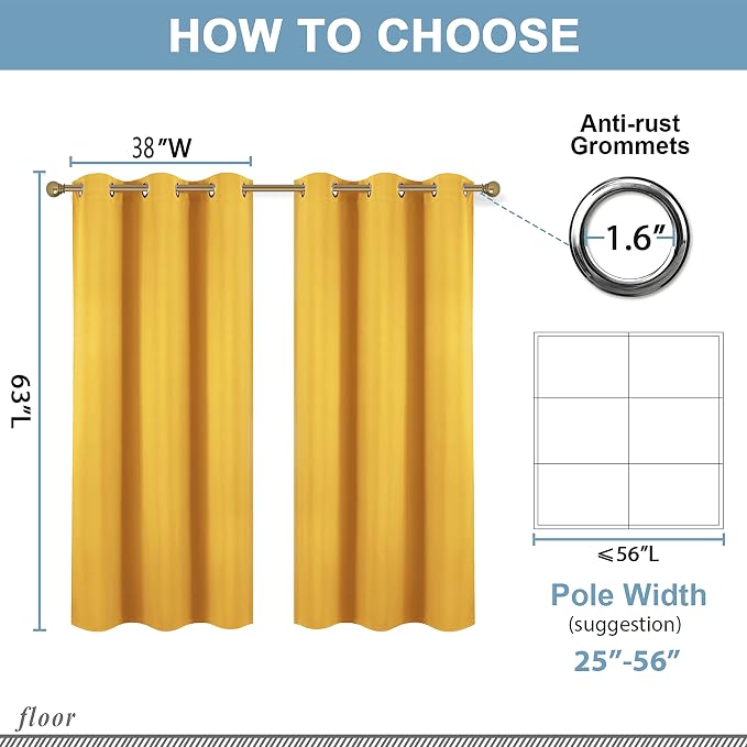 Diraysid Yellow Grommet Blackout Curtains - Image 6