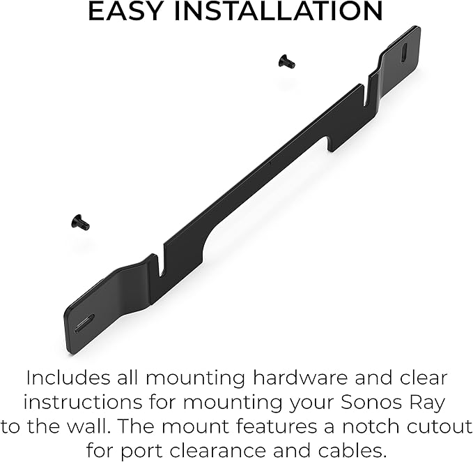 HumanCentric Wall Mount Compatible with Sonos Ray Sound Bar (Black), Mount on Wall Under TV, Floating Style, Hidden Design, Hardware Included