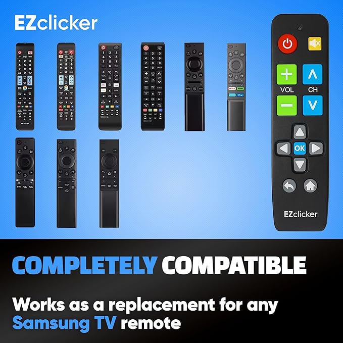 Samsung Replacement TV Remote Compatible with Samsung TV's ONLY (Black) Big Button TV Remote Control, Simplified and Easy to Use (2xAAA Batteries not Included)