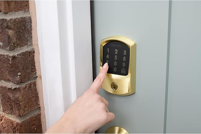 Schlage BE489WB-GRW Encode WiFi Enabled Electronic Keypad Deadbolt with Greenwich Trim - Satin Brass