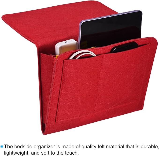 PATIKIL 11in Bedside Caddy, Bed Caddy Bedside Organizer Hanging 5 Pocket Soft - Image 4