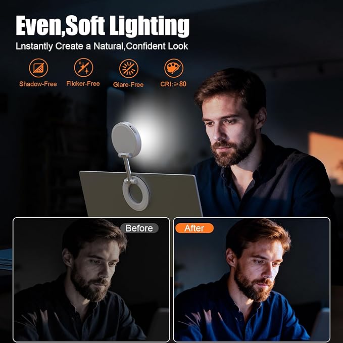 Magnetic Selfie Light, Phone Light Compatible with iPhone Magsafe, CRI97 360° LED Selfie Ring Fill Folding Light with Mirror for Selfies/Photography/TikTok/Zoom Calls/Video Conference