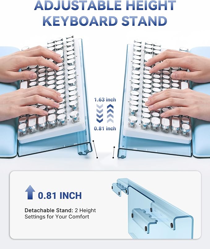 Laborio Computer Keyboard Stand for Desktop, Ergonomic Keyboard Wrist Rest 2-Level Height Adjustment, Non-Slip Key Board Riser Pad for Office, Gaming, and Home Desks