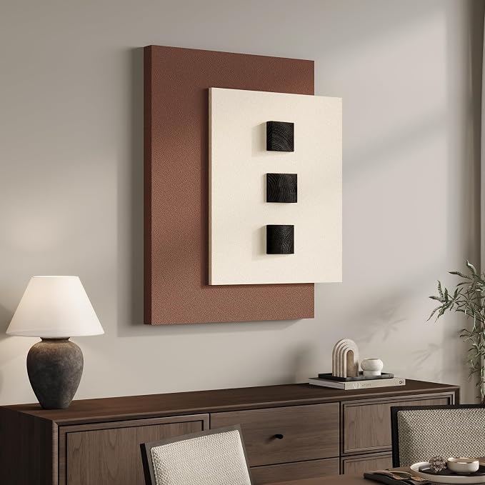 Cuspin Modern 3D Wood Wall Art for Living Room, Neutral Minimalist Textured - Image 4