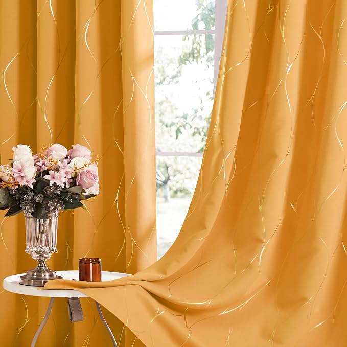 Deconovo Curtains for Living Room, Pattern Blackout Curtains 45 Inches Long | - Image 7