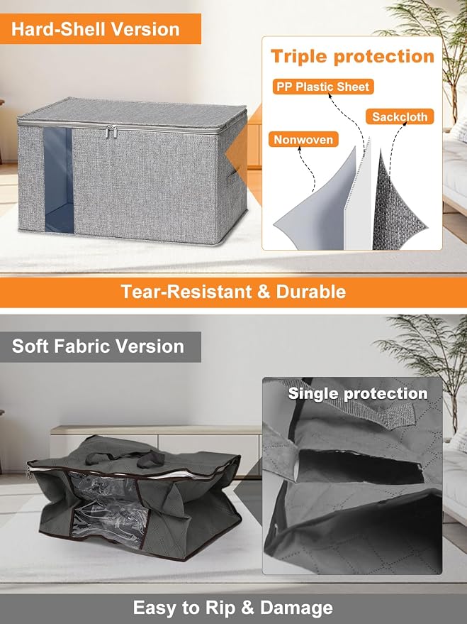 punemi 60L Sturdy Comforter Storage Bag, Blanket Organizer 2 Pack, Zipper & 2 - Image 3