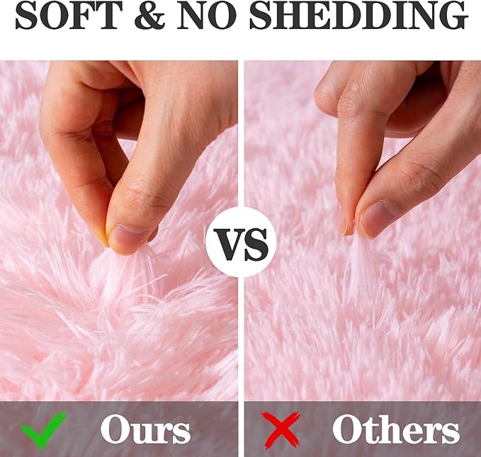 Small Pink Rug for Bedroom, 2x3 Fluffy Shaggy Area Rugs for Girls Kids Room, Soft Non-Slip Fuzzy Shag Carpet for Living Room, Indoor Floor Throw Rugs for Home Decor