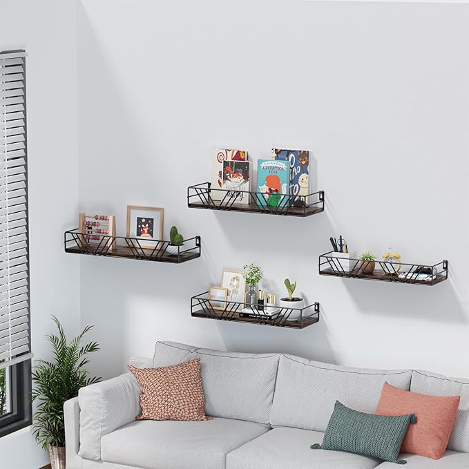 Amaoot Floating Shelves for Wall Set of 4, Wall Shelf Wood Floating Shelf | - Image 7