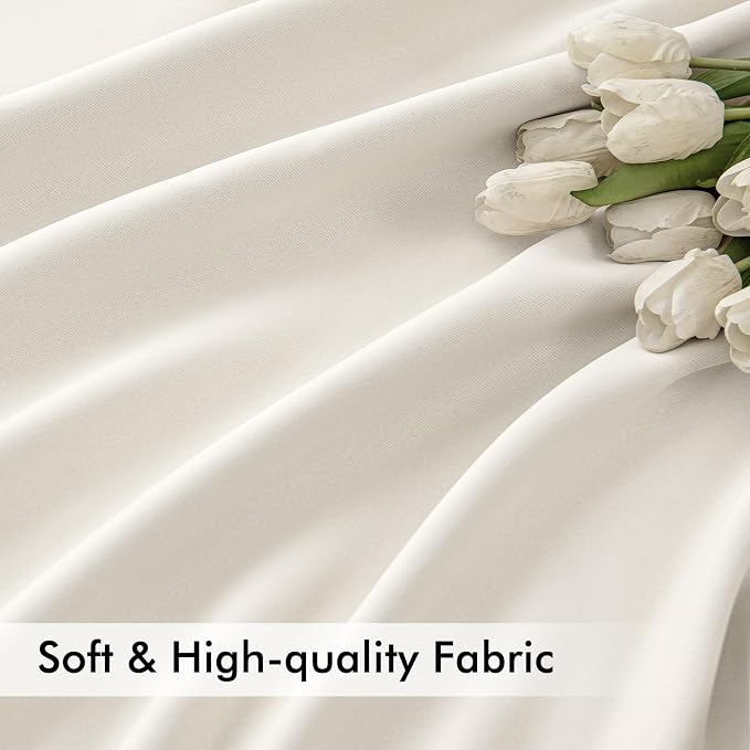 MIULEE Ivory Back Tab Blackout Curtains 52x120 Inch Long 2 Panels Set | Rod - Image 6