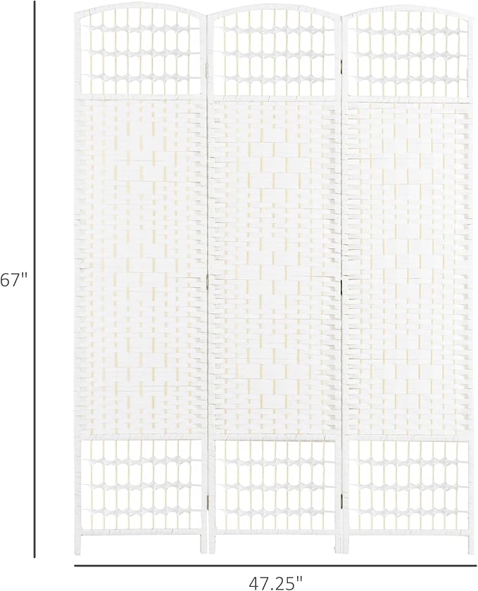 HOMCOM 3 Panel Room Divider, Folding Privacy Screen, Wave Fiber Freestanding - Image 7
