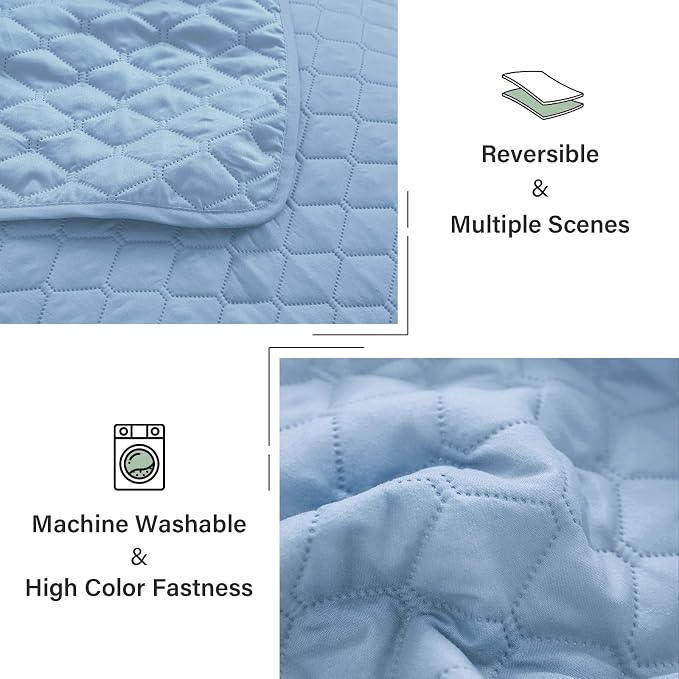 Exclusivo Mezcla Reversible Full Queen Quilt Bedding Set, Sky Blue | - Image 6