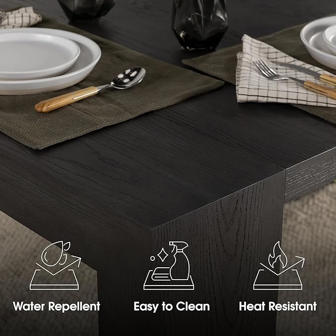 Transformer Table - Solid Wood Extendable Dining Table, Seats 2-12, Extendable Dining Room Table, Space-Saving Furniture, Expandable Dining Furniture, Black (Table Only)
