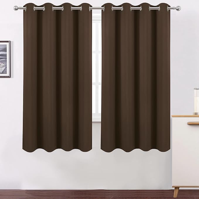 100% Blackout Curtains 52 x 72 Inch/Chocolate Brown Curtains 2 Panels - Image 2
