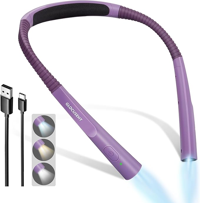 Glocusent Upgraded LED Neck Reading Light, Book Light by GLOCUSENT