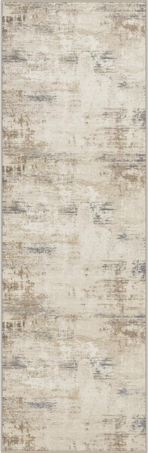 2x6 Washable Runner Rug：Modern Abstract Soft Carpet Beige Brown | by FXRHLP