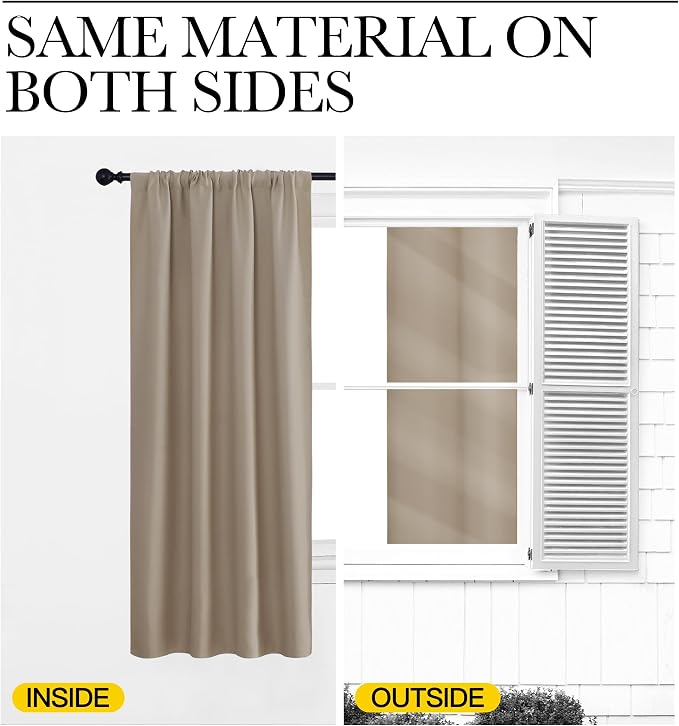 NICETOWN Blackout Curtains for Bedroom, 1 Pair, 62 by 63-inch, Window Treatment - Image 5