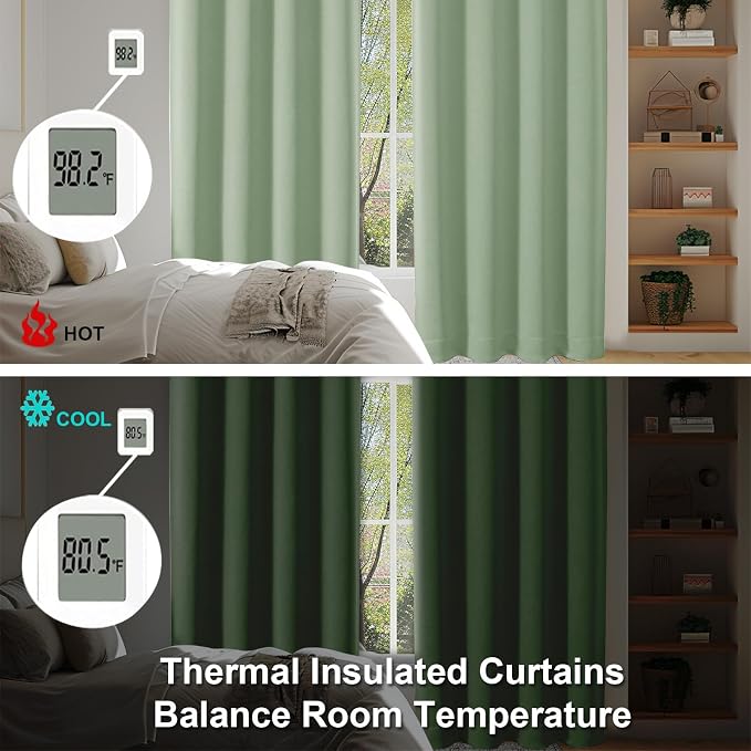 Simplebrand Ava Light Green Short 36 Inches Blackout Curtain 2 Panels Set - Image 6