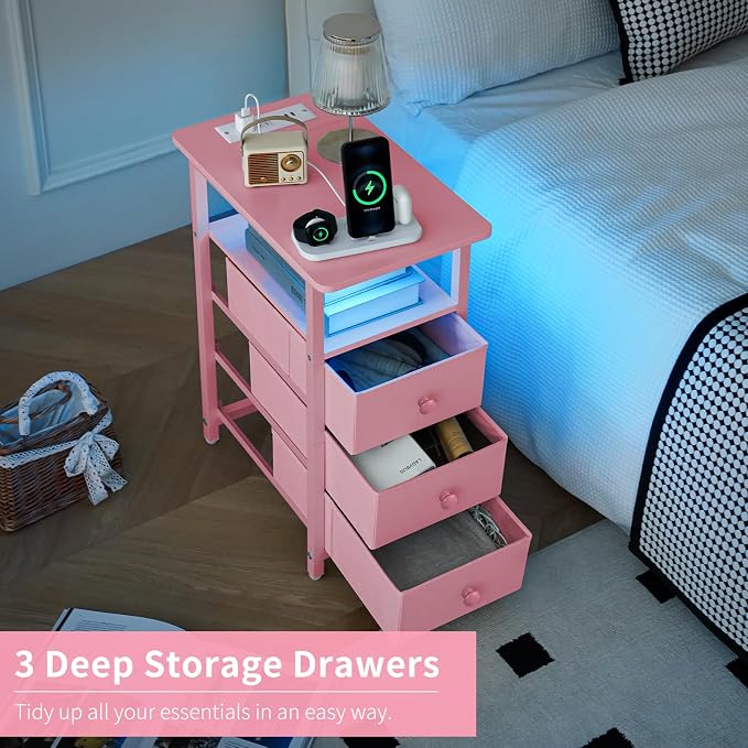 Yoobure End Table with Charging Station, Small Night Stand End Tables Living - Image 6