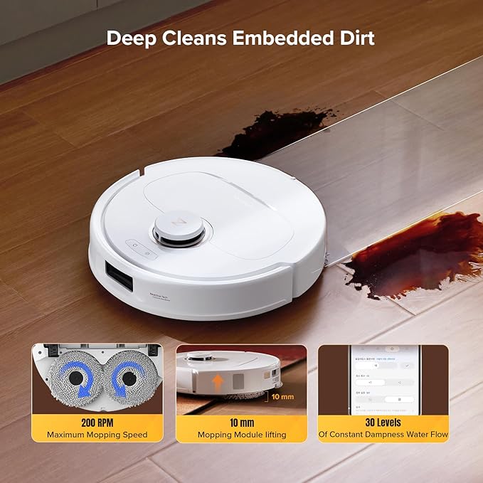 roborock Qrevo S5V Robot Vacuum and Mop, FlexiArm Edge Mopping, 12,000Pa Suction, Dual Zero-Tangle System, Smart Obstacle Avoidance, 10mm Mop Lifting, Auto Mop Washing&Drying, Self-Emptying&Refilling