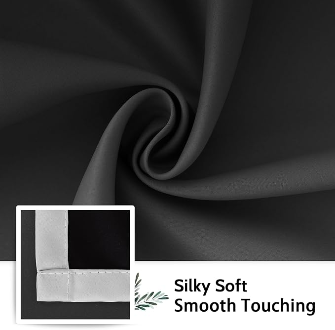 SimpleHome 100% Blackout Ombre Bedroom Curtains Black and Greyish White - Image 8