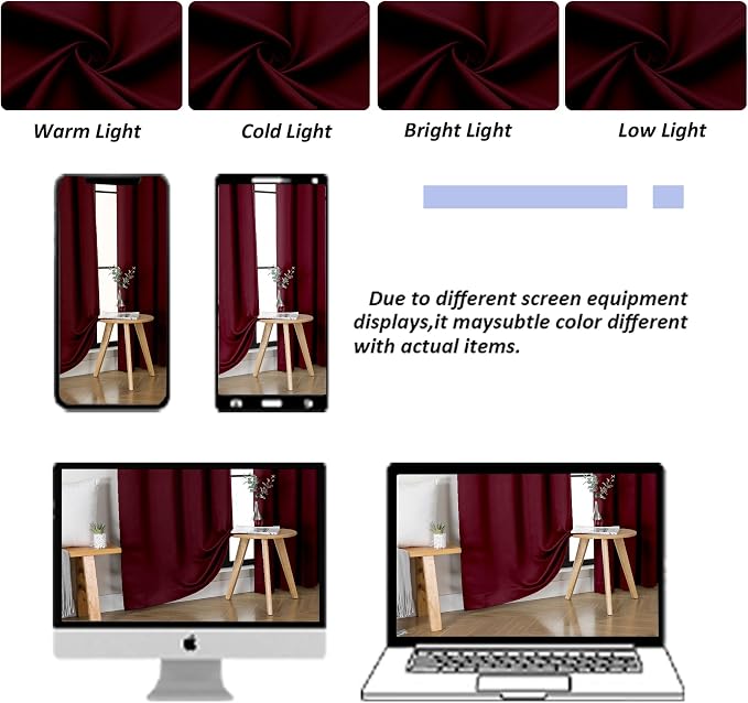 Simplebrand Ava Burgundy Short 36 Inches Blackout Curtain 2 Panels Set - Image 9
