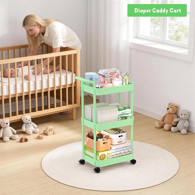 Volnamal Diaper Caddy, 3 Tier Rolling Cart - Image 8