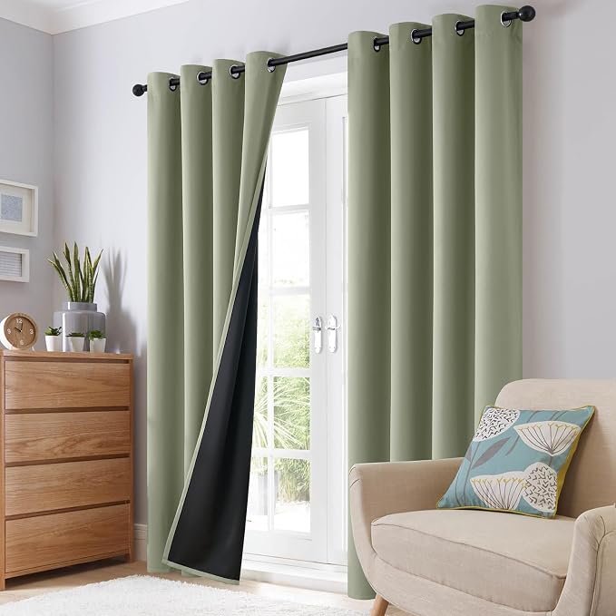 SimpleHome Light Sage 100% Blackout Curtains Room Darkening Living Room 72 | - Image 8