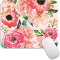 Armanza Square Mouse Pad Pink Watercolor Flower, Personalized Premium-Textured Custom Mouse Mat Design, Washable Mousepad Cloth, Non-Slip Rubber Base Computer Mouse Pads for Wireless Mouse